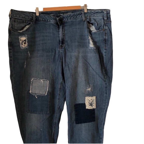 Women’s Lane Bryant denim blue jeans plus size patchwork capri pants - Picture 1 of 16